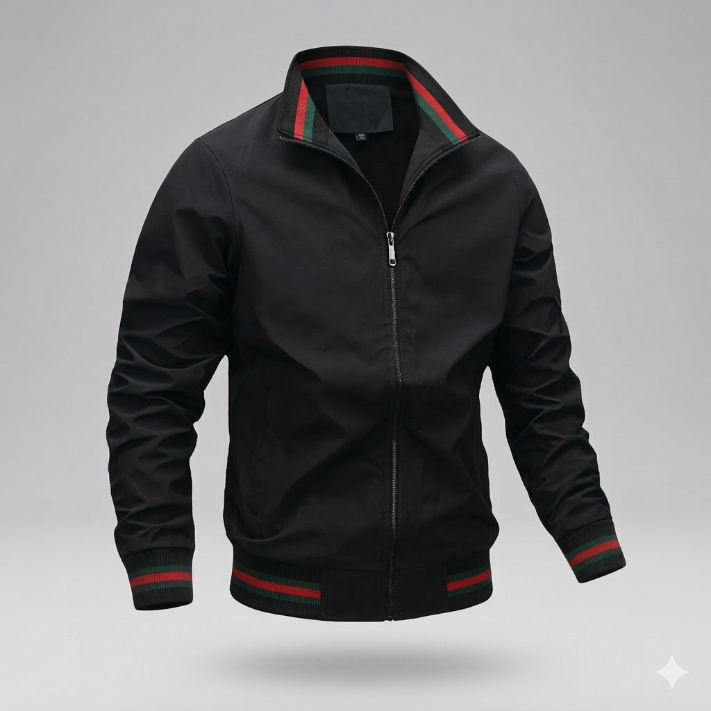 Men's Light-Weight Full-Zip Warm-Weather Jacket – Black