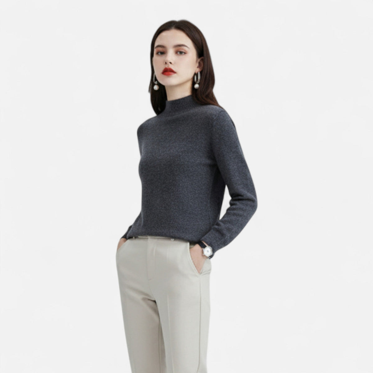 Women's Pure Wool Half-Neck Pullover – view 2