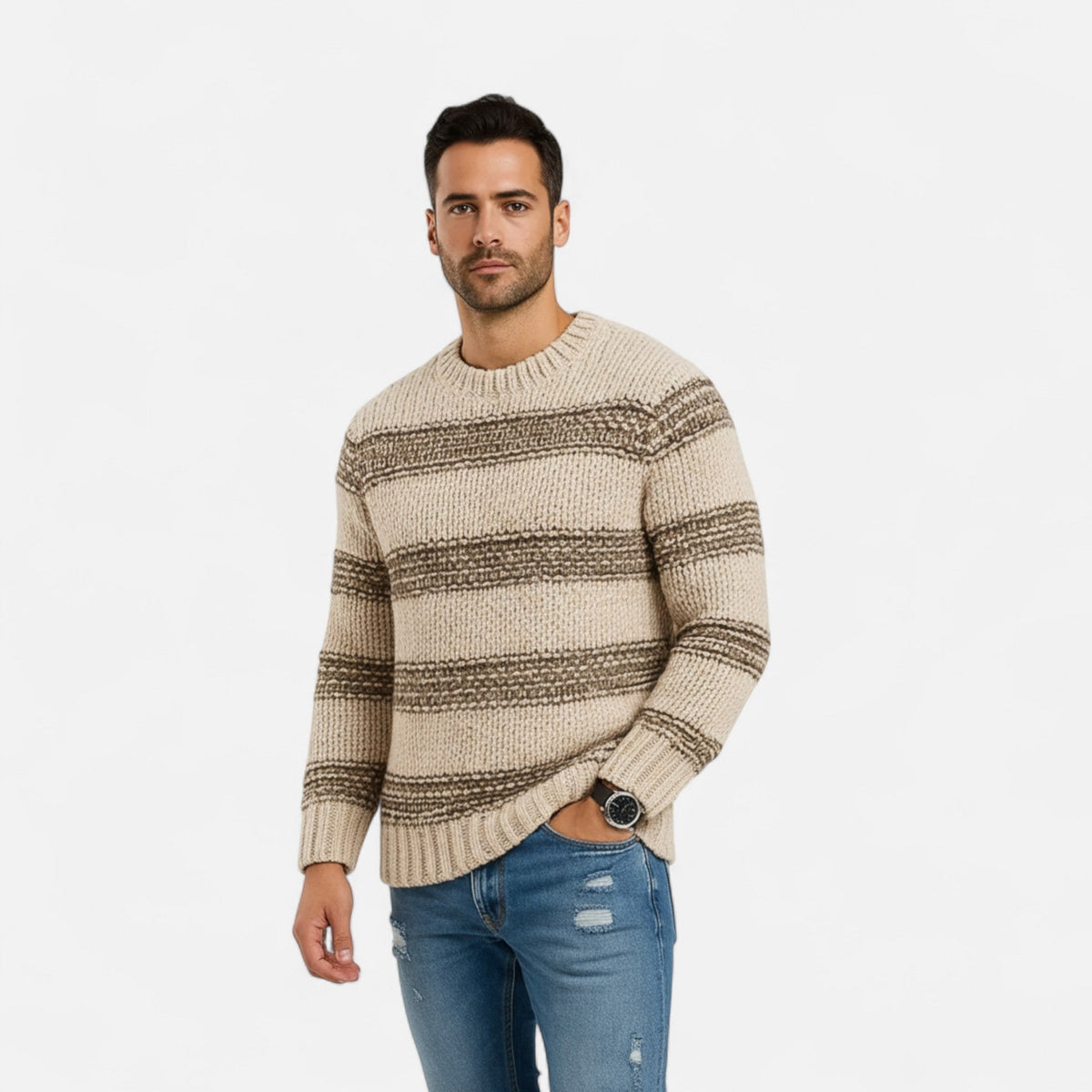 Men's Crewneck Mid-Weight Cold-Weather Knit Pullover – view 2