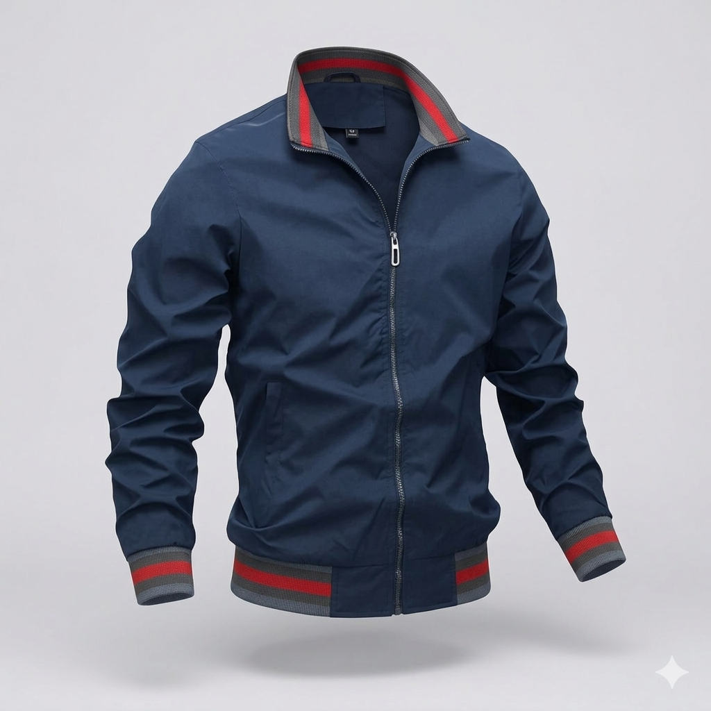 Men's Light-Weight Full-Zip Warm-Weather Jacket – Blue