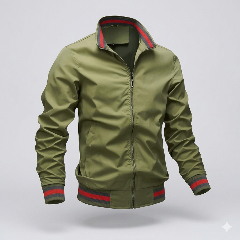 Men's Light-Weight Full-Zip Warm-Weather Jacket – Green
