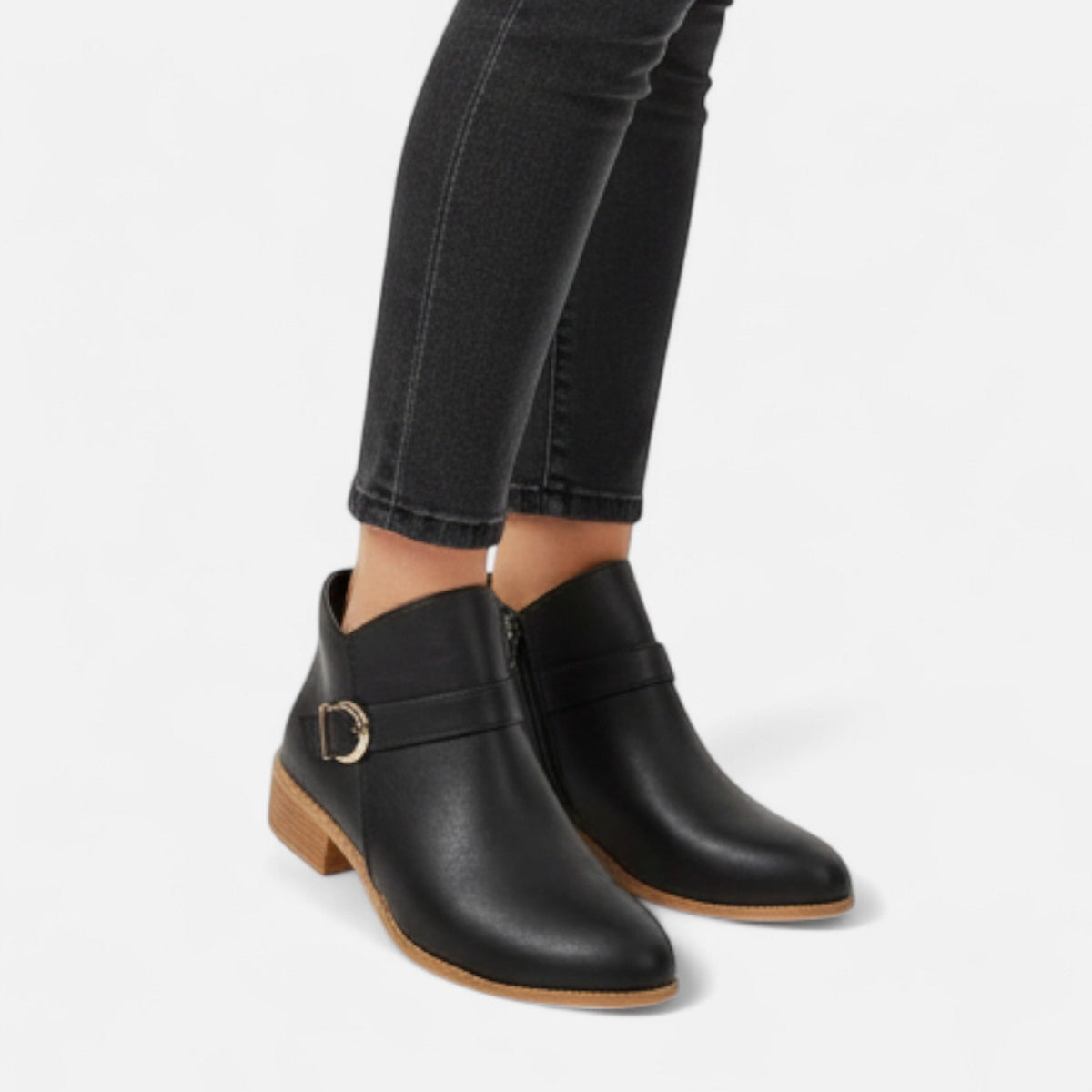 Women's Pointed-Toe Booties with Buckle Detail – view 5