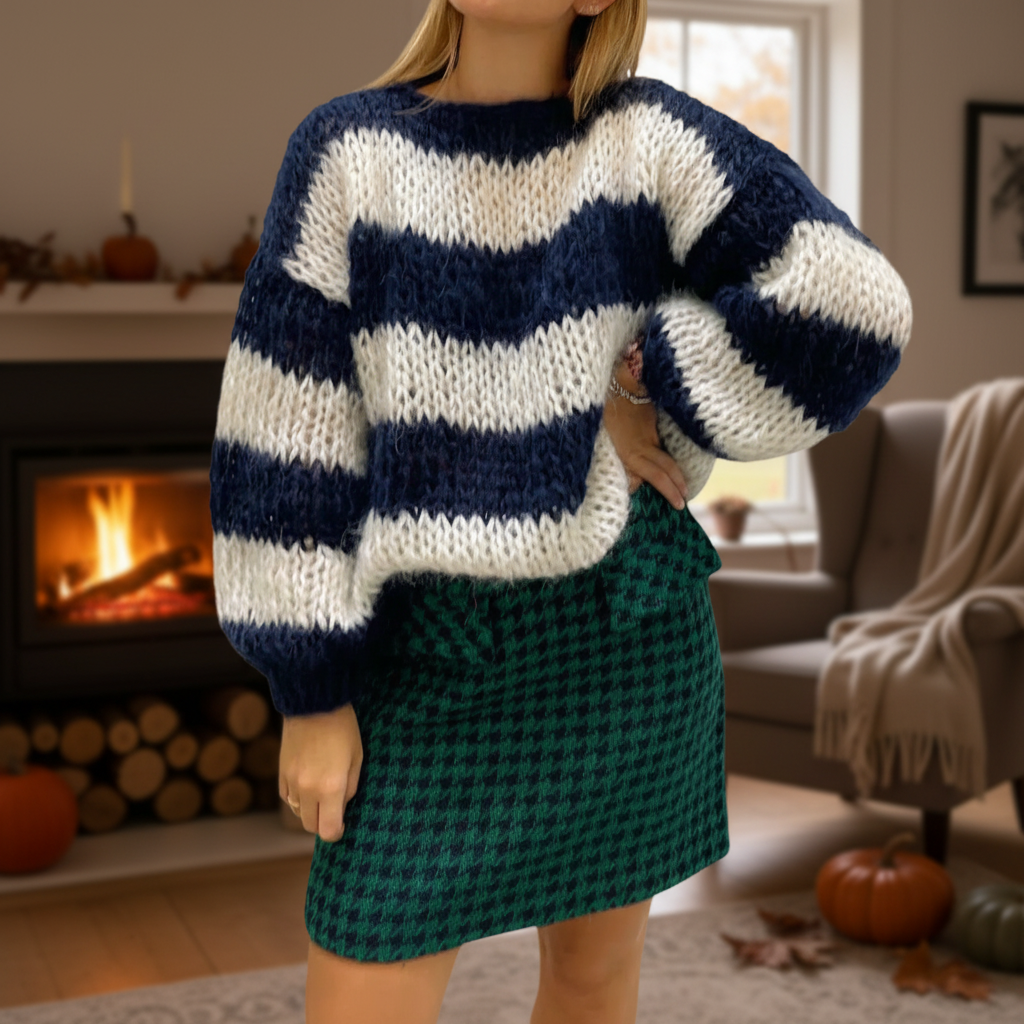 Women's Stripe-Detail Chunky-Knit Pullover – view 8