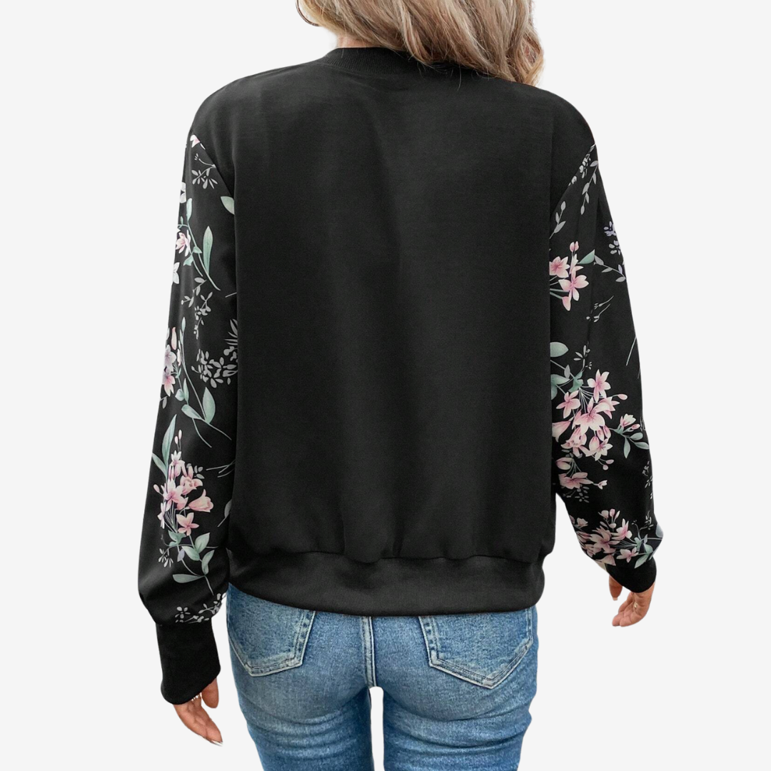 Women's Printed-Sleeve Bomber Jacket for Fall – view 3