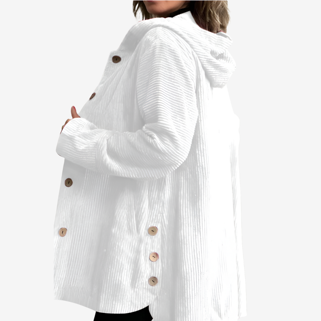Women's Longline Hood-Detail Rib-Knit Button-Front Knit Cardigan – White