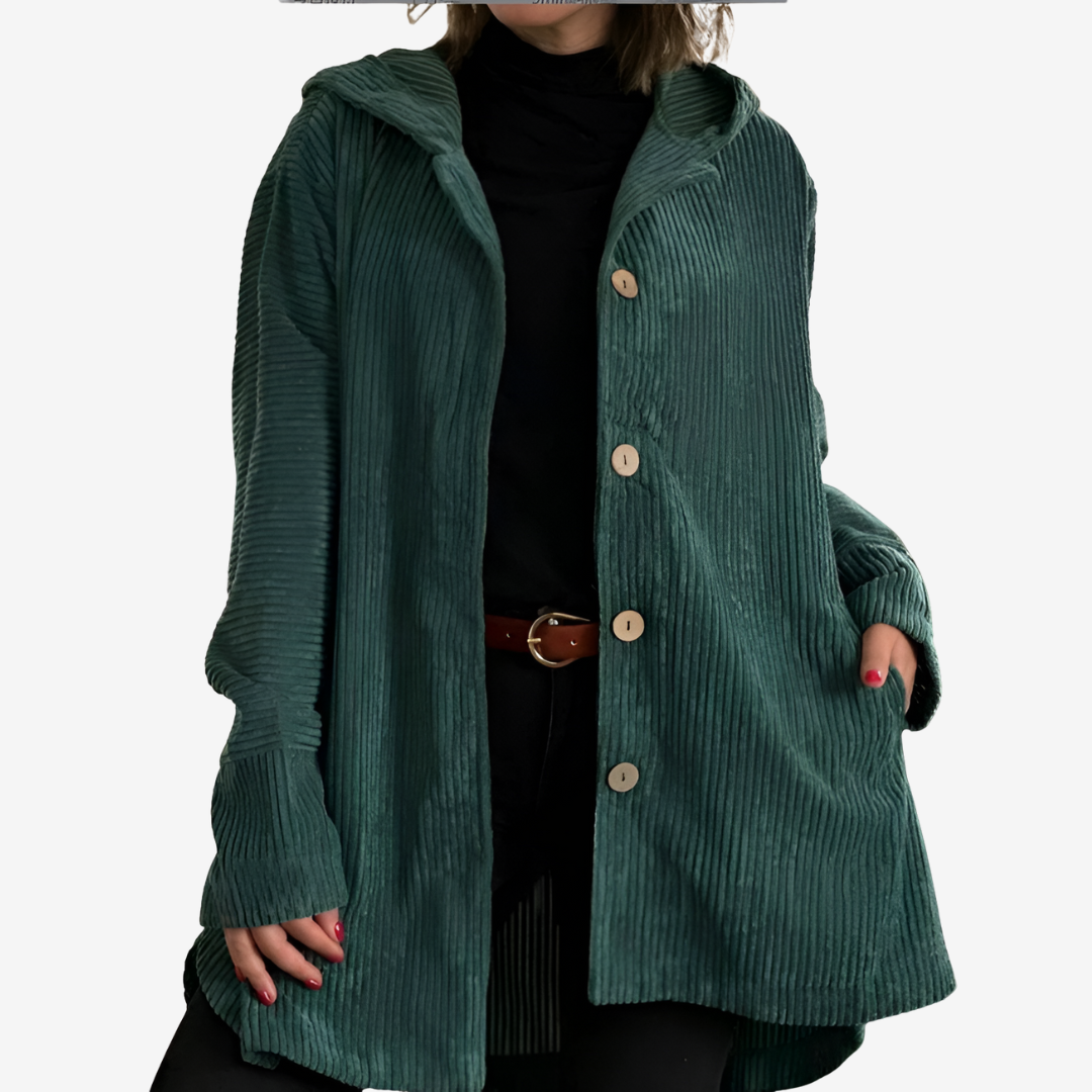 Women's Longline Hood-Detail Rib-Knit Button-Front Knit Cardigan – Dark Green