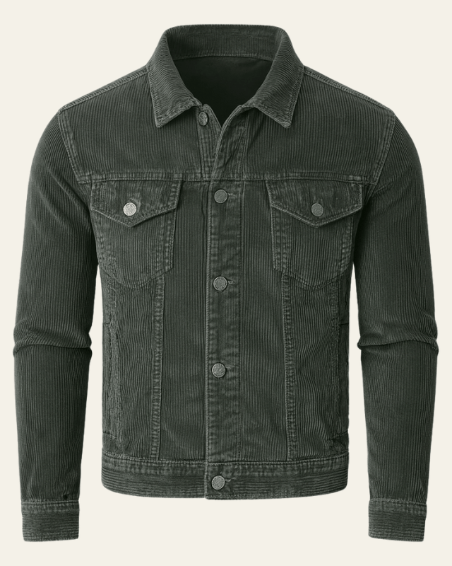 Men's Cord Button-Front Trucker Jacket – Gray