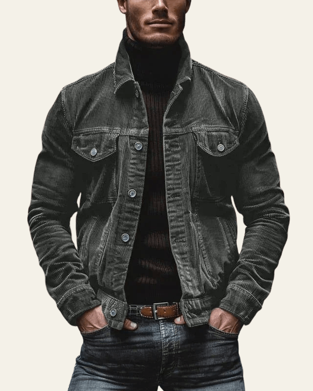 Men's Cord Button-Front Trucker Jacket – view 8