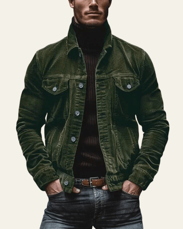 Men's Cord Button-Front Trucker Jacket – view 9