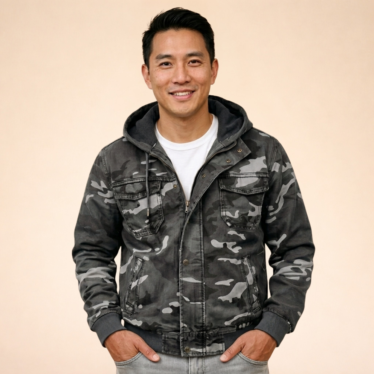 Men's Easy-Fit Cargo Jacket with Detachable Hood – view 6