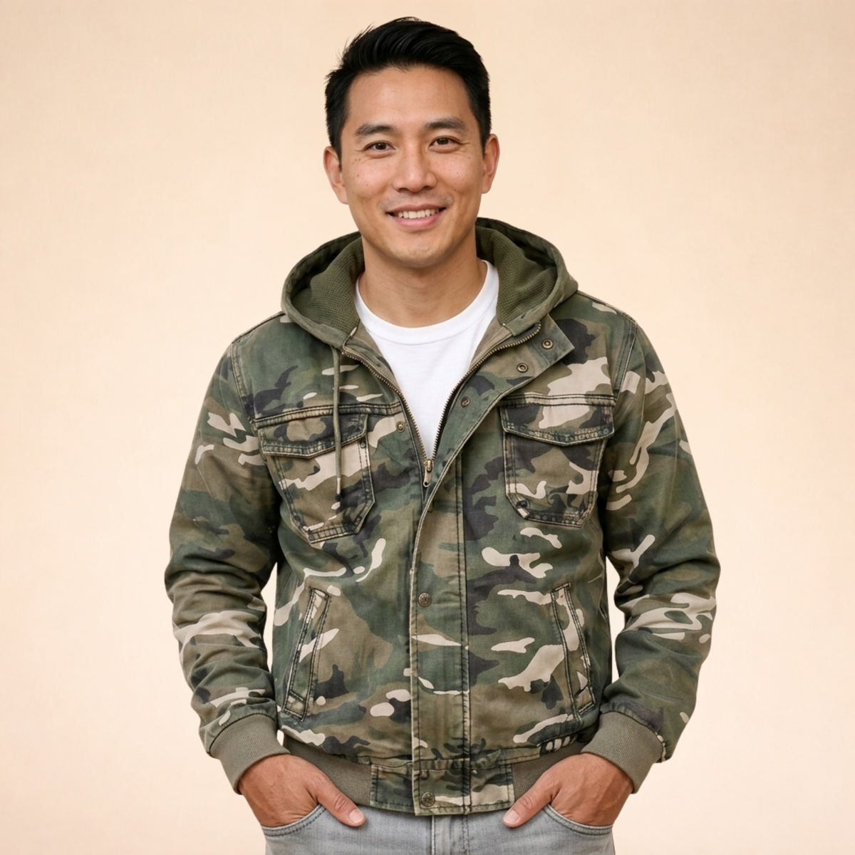 Men's Easy-Fit Cargo Jacket with Detachable Hood – view 7