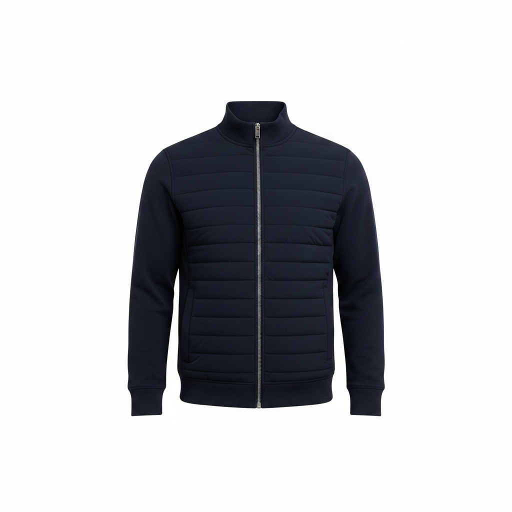 Men's Hybrid Padded Wind-Resistant Jacket – Navy Blue