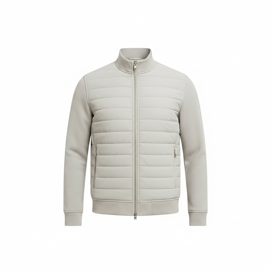 Men's Hybrid Padded Wind-Resistant Jacket – Light Gray