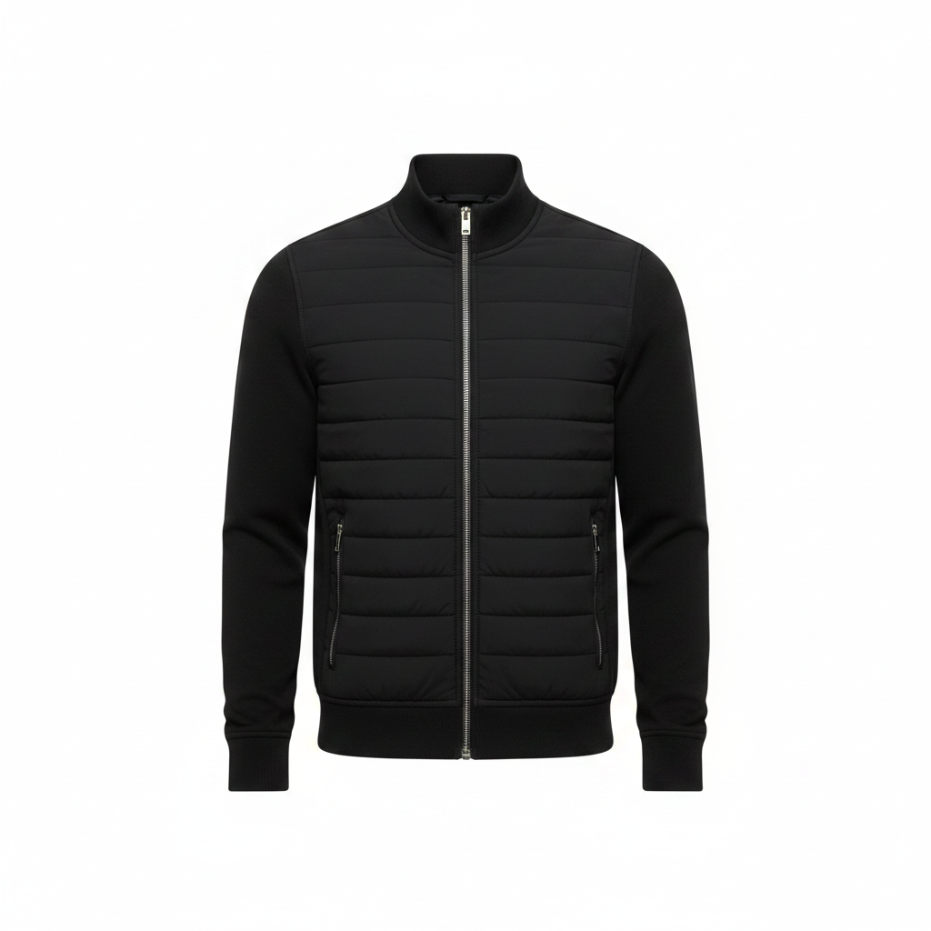 Men's Hybrid Padded Wind-Resistant Jacket – Black