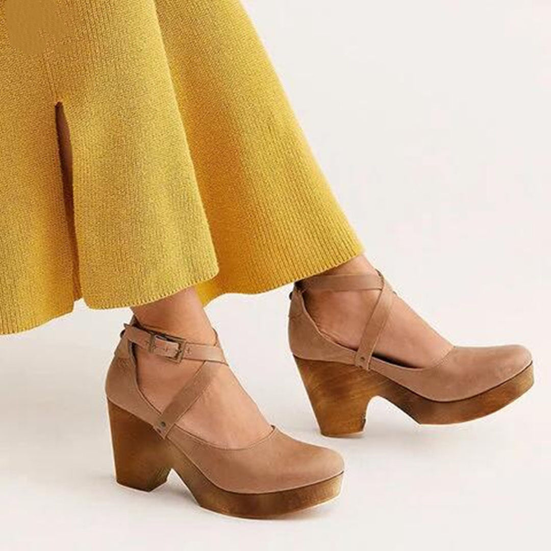 Women's Closed Toe Wedge-Heel Heels – Khaki