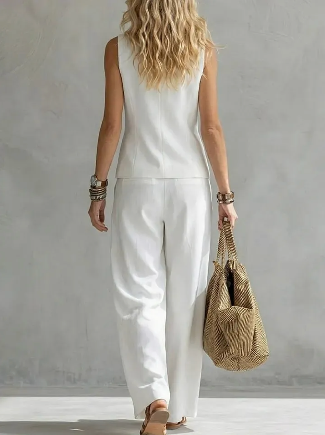 Women's Linen-Look Vest and Trousers Set for Fall – view 6
