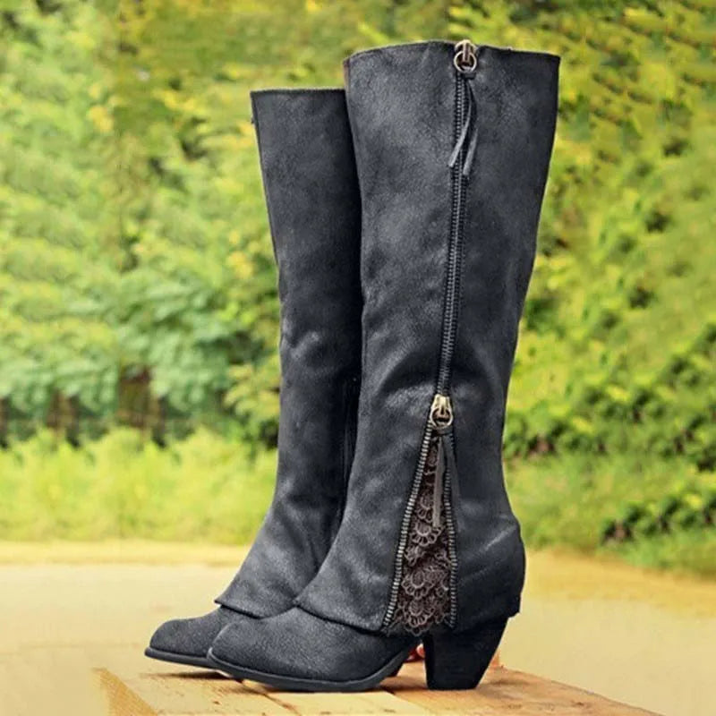 Women's Knee-High Boots for Layering – Black