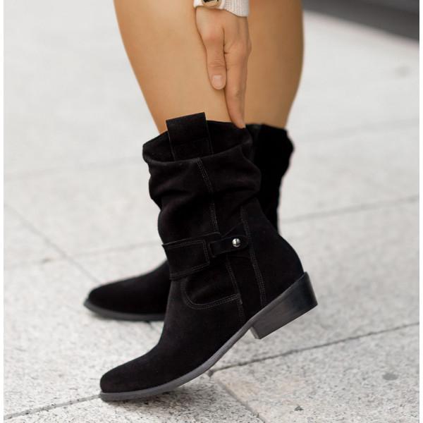 Women's Side-Zip Slouch-Fold Mid-Calf Boots for Evening Wear – view 5