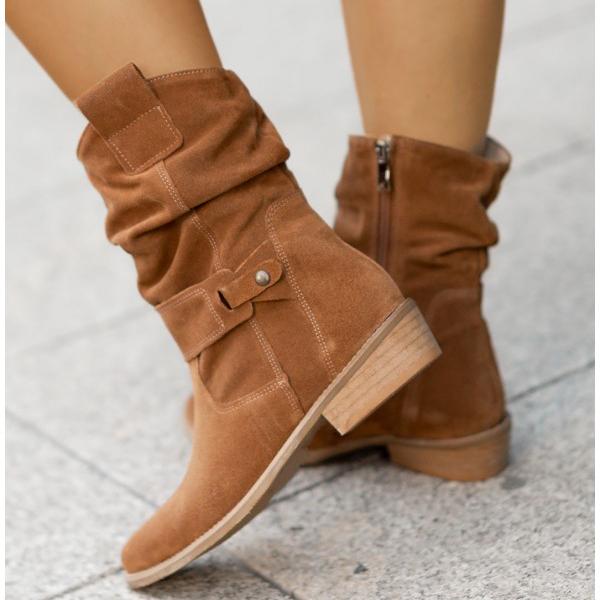 Women's Side-Zip Slouch-Fold Mid-Calf Boots for Evening Wear – view 7