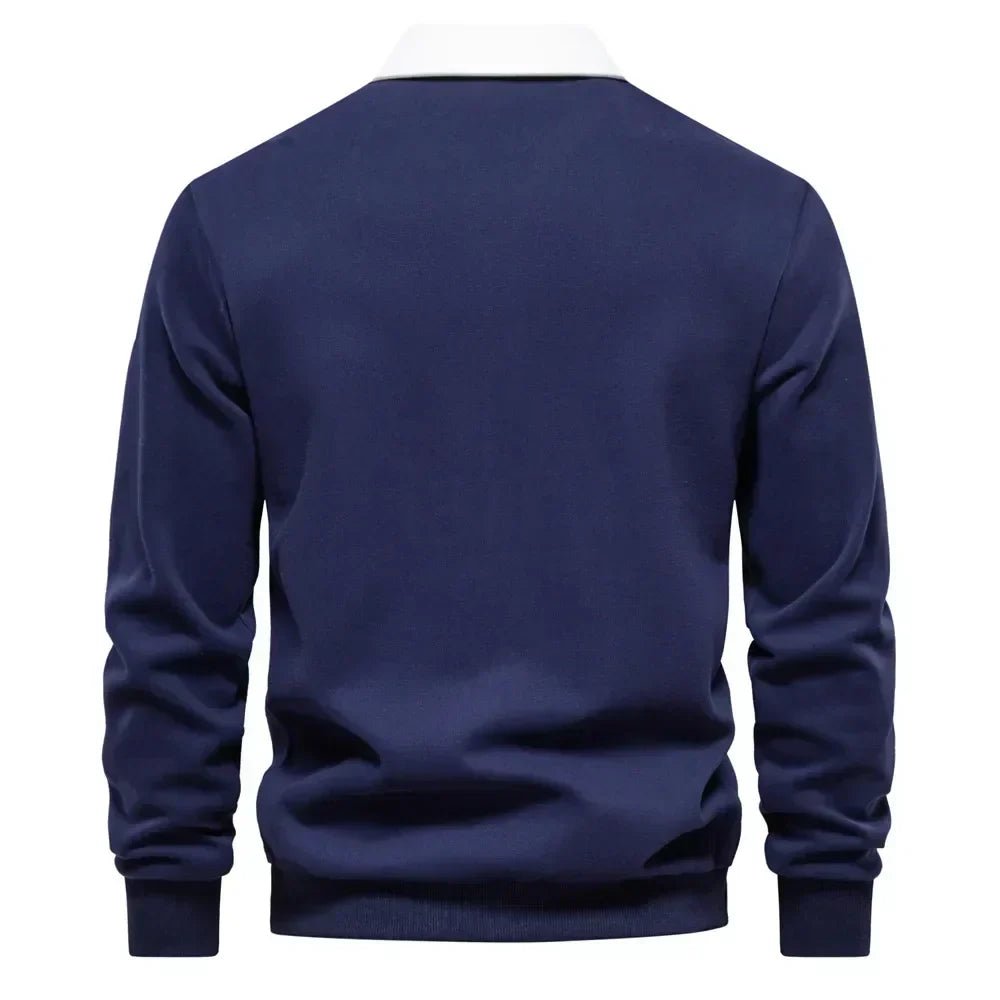 Men's Cotton Blend Contrast Collar Polo Pullover with Knit – view 6