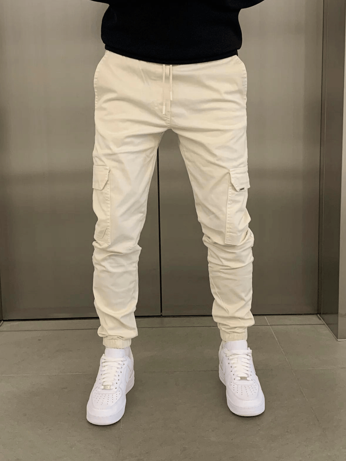 Men's Tie Waist Cargo Pants – Beige