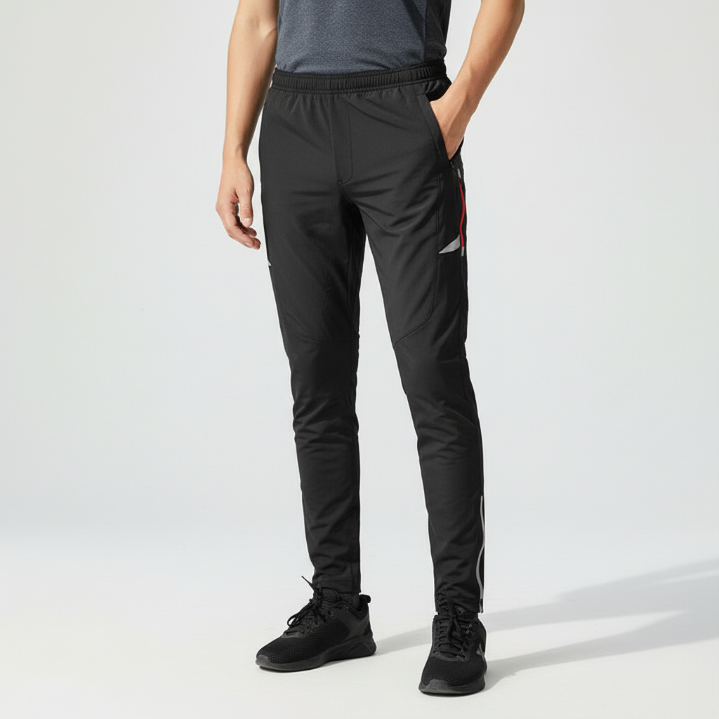 Men's Stretchy Reflective Sports Pants – Black