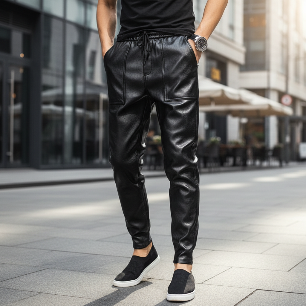 Men's Leather-Look Tie-Waist Pants – view 2