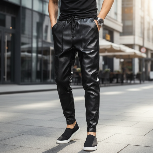Men's Leather-Look Tie-Waist Pants – view 2
