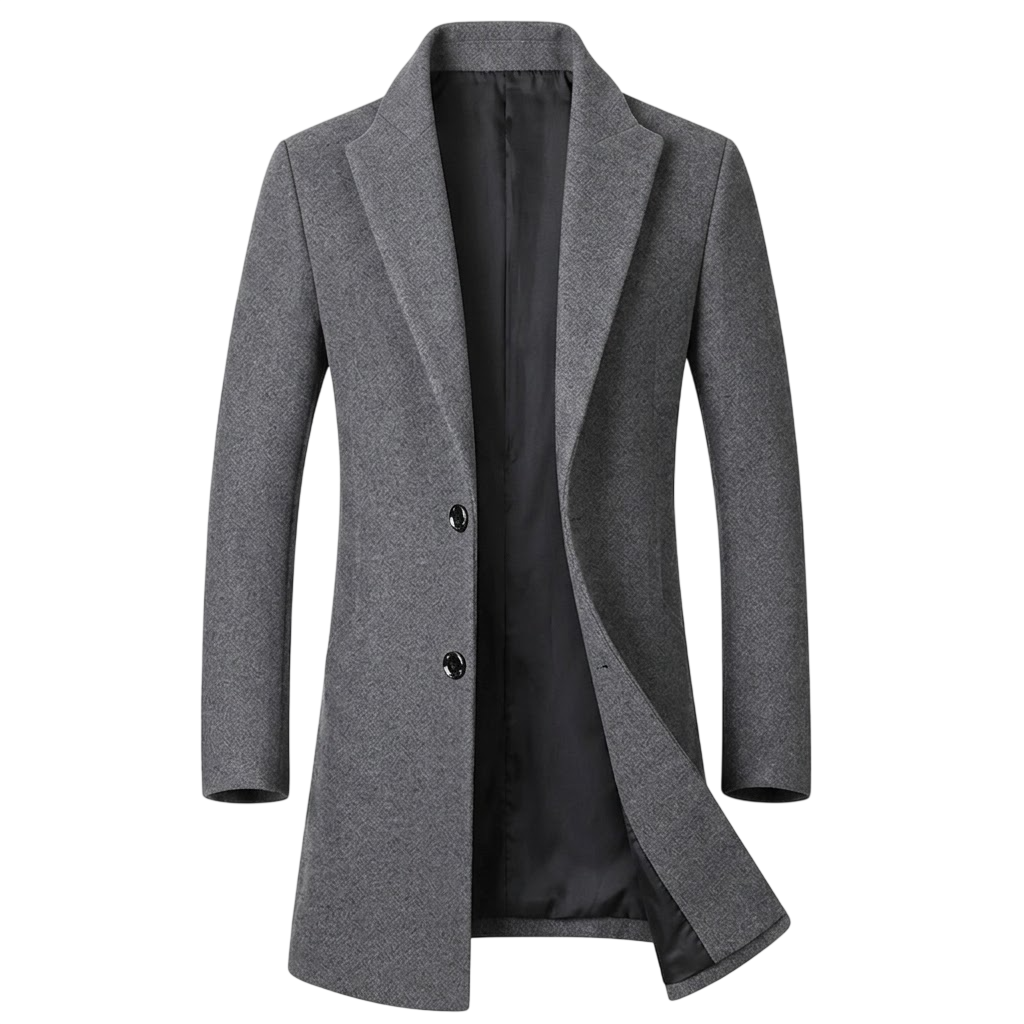 Men's Structured Tweed Blend Coat – Dark Gray