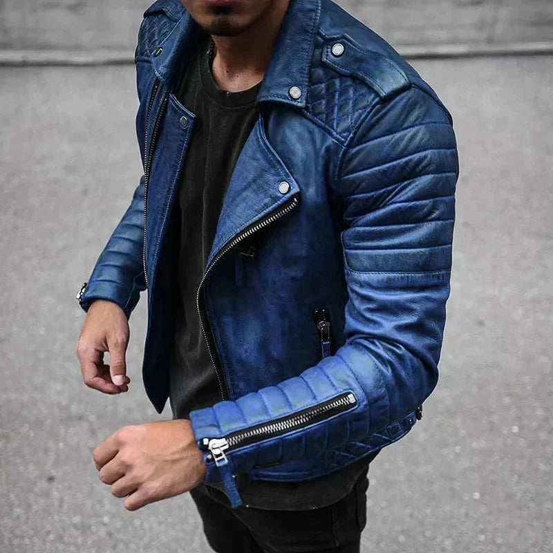 Men's Relaxed-Fit Leather Shirt Jacket – Blue