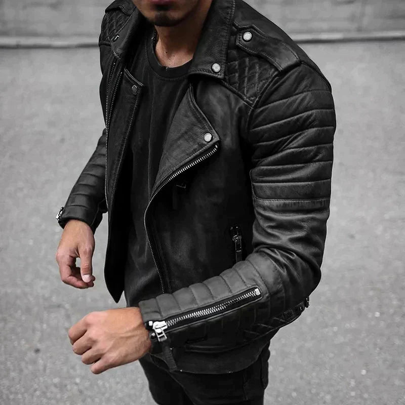 Men's Relaxed-Fit Leather Shirt Jacket – Black