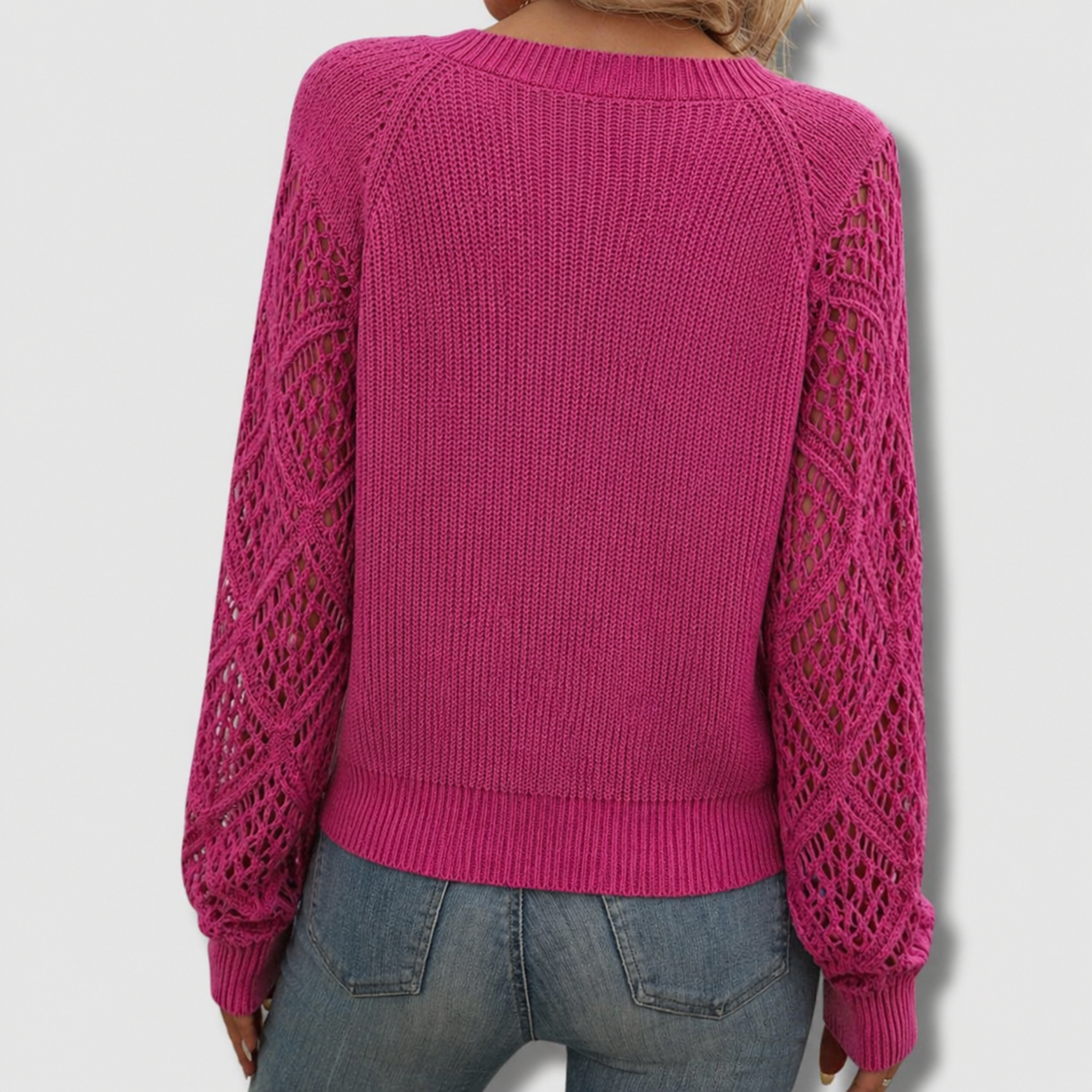 Women's V-Neckline Open-Knit Pullover – view 4