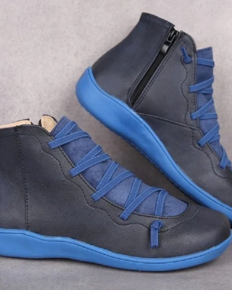 Women's Supportive Leather Boots for Work – Blue