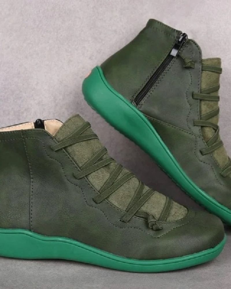 Women's Supportive Leather Boots for Work – Green