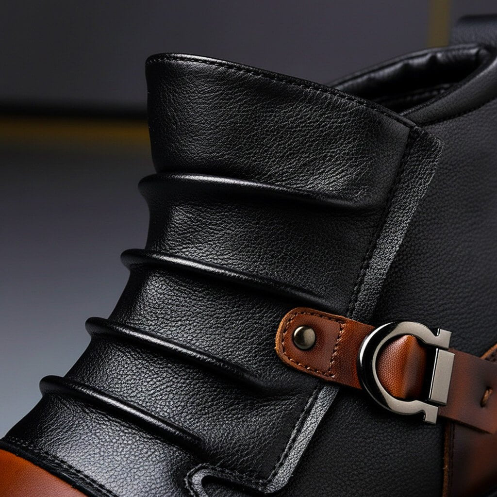 Men's Leather Buckle-Detail Ankle Boots – view 3