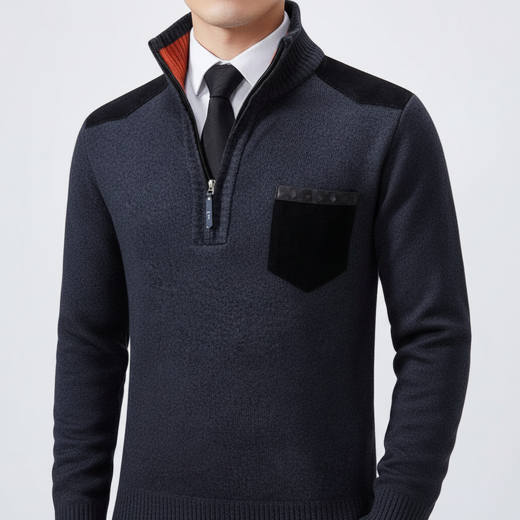 Men's Plush Knit Quarter-Zip Pullover with Chest Pocket – view 6