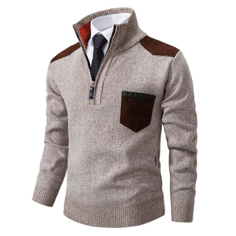 Men's Plush Knit Quarter-Zip Pullover with Chest Pocket – view 7