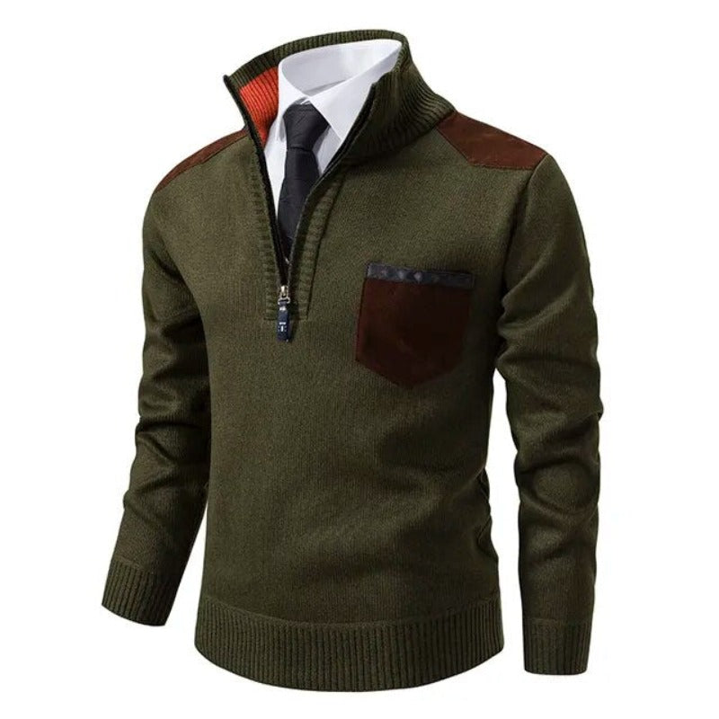 Men's Plush Knit Quarter-Zip Pullover with Chest Pocket – view 8