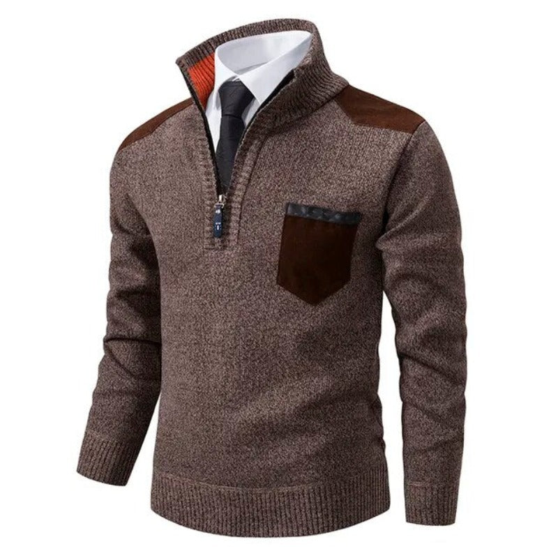 Men's Plush Knit Quarter-Zip Pullover with Chest Pocket – view 9
