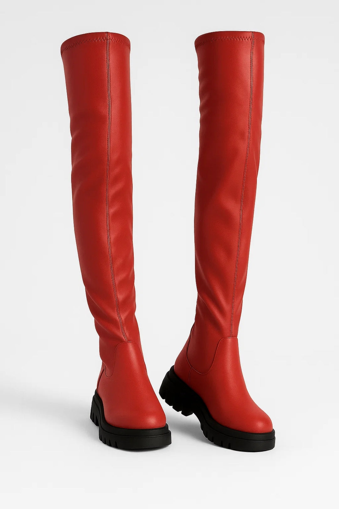 Women's Over-The-Knee Boots – Red