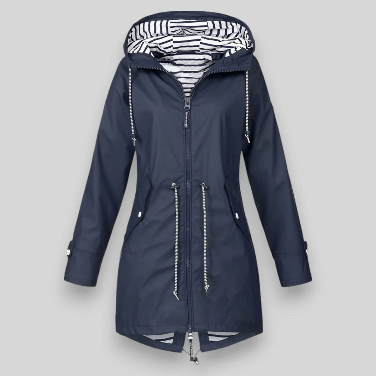 Women's Hood-Detail Full-Zip Parka Coat – Navy Blue