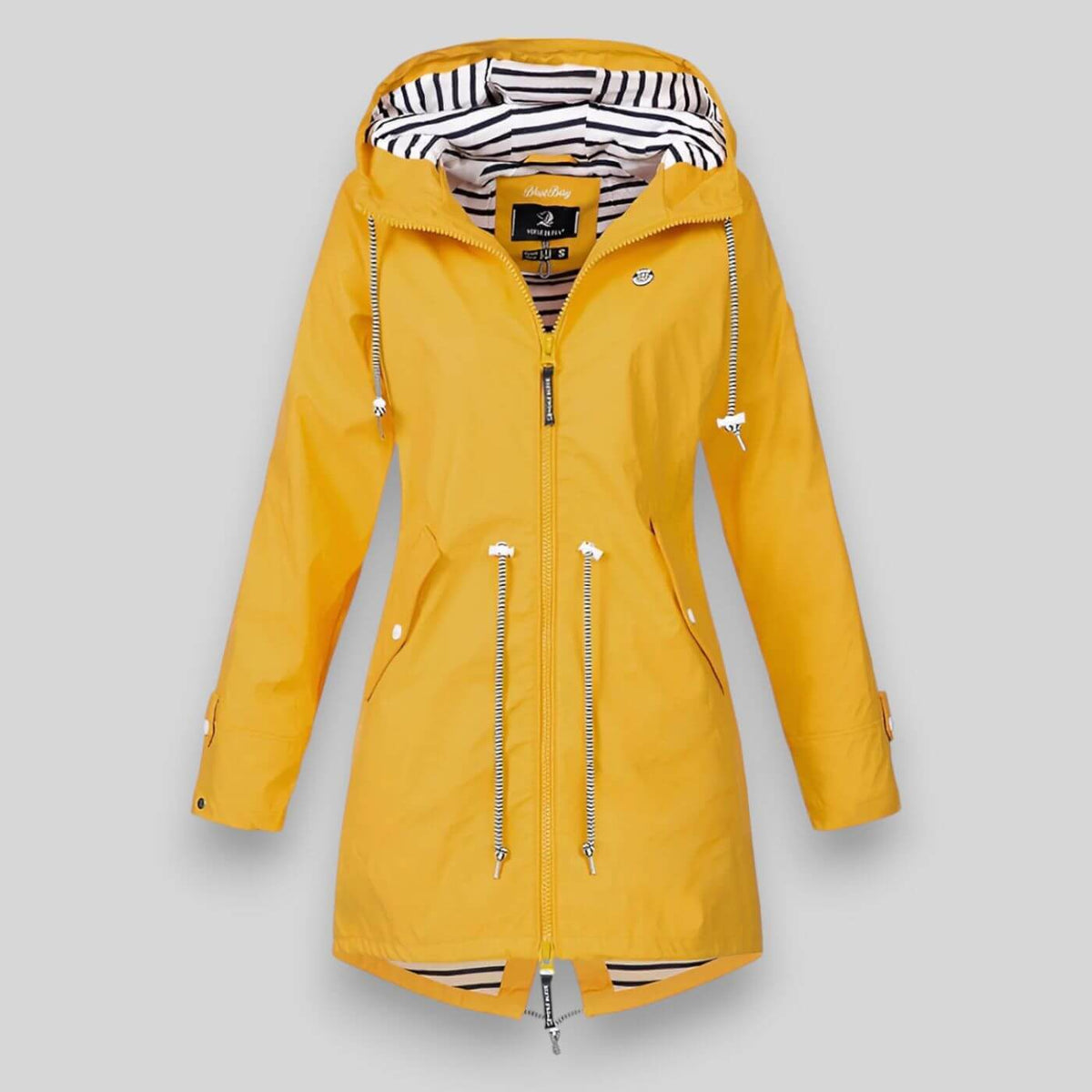 Women's Hood-Detail Full-Zip Parka Coat – Yellow