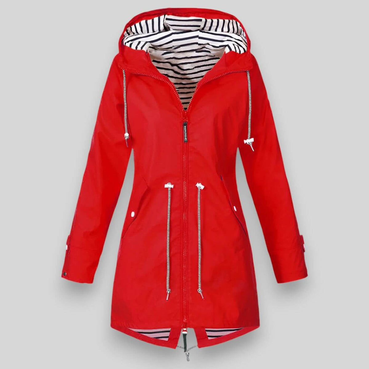 Women's Hood-Detail Full-Zip Parka Coat – Red