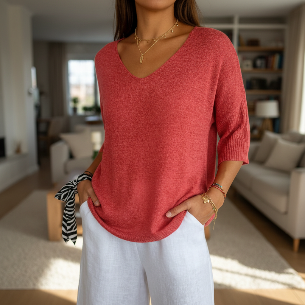 Women's Light-Weight V-Neckline Knit Top – view 10