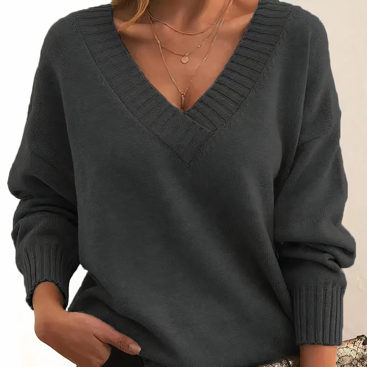 Women's Deep V-Neckline Knit Sweater – view 10