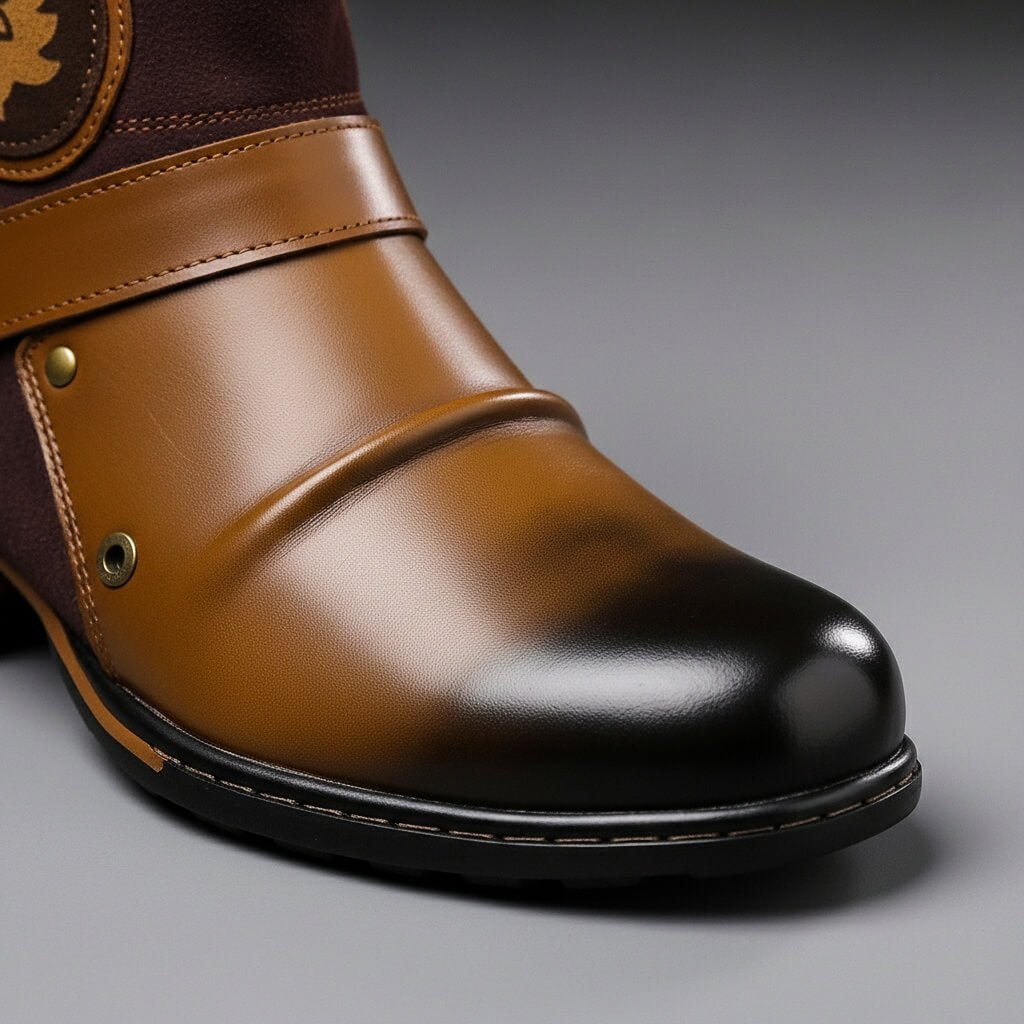 Men's Leather and Suede-Finish Buckle-Detail Boots – view 5