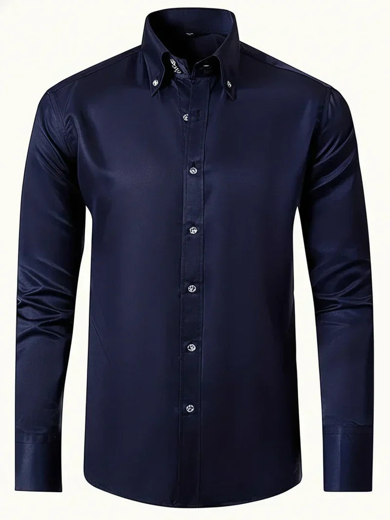 Men's Formal Button-Front Shirt – Navy Blue