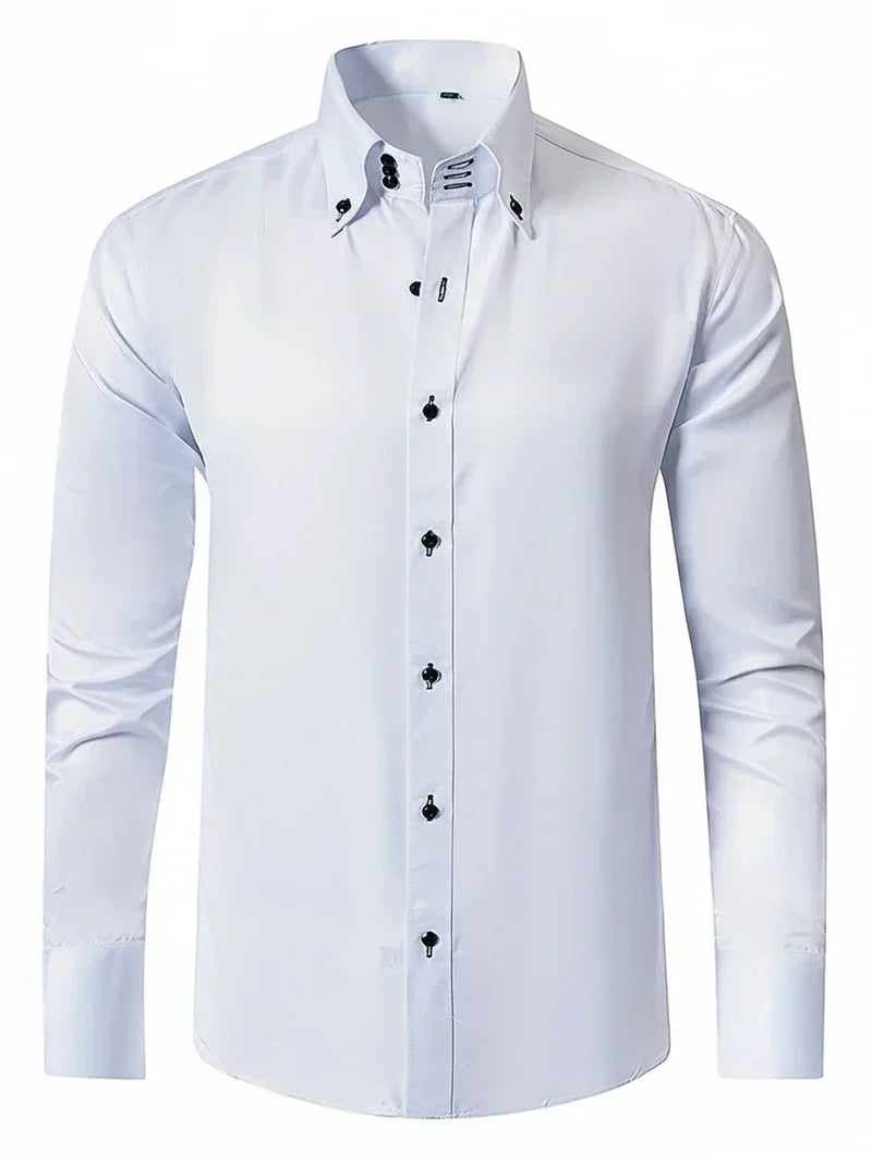 Men's Formal Button-Front Shirt – White