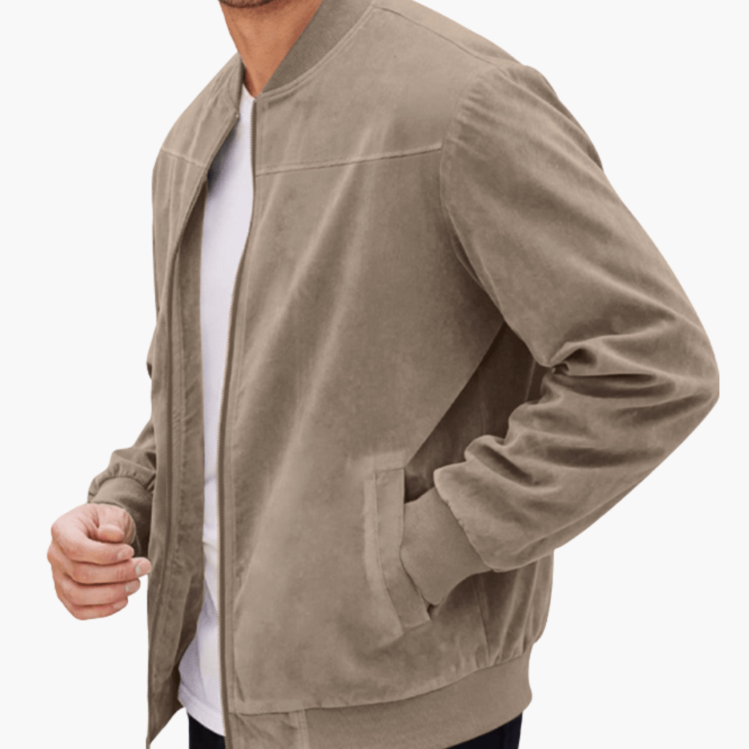 Men's Plush Suede-Finish Bomber Jacket – view 3