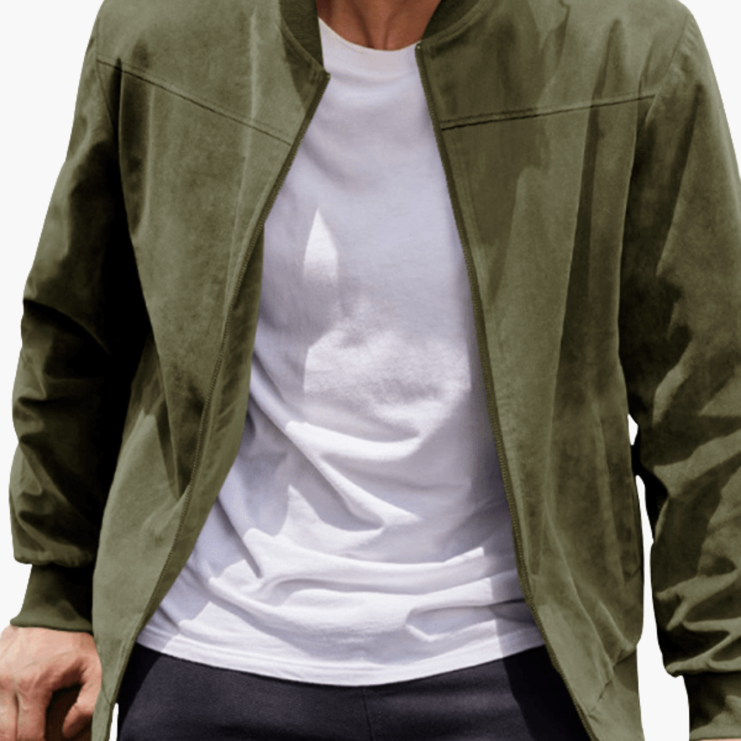 Men's Plush Suede-Finish Bomber Jacket – view 1